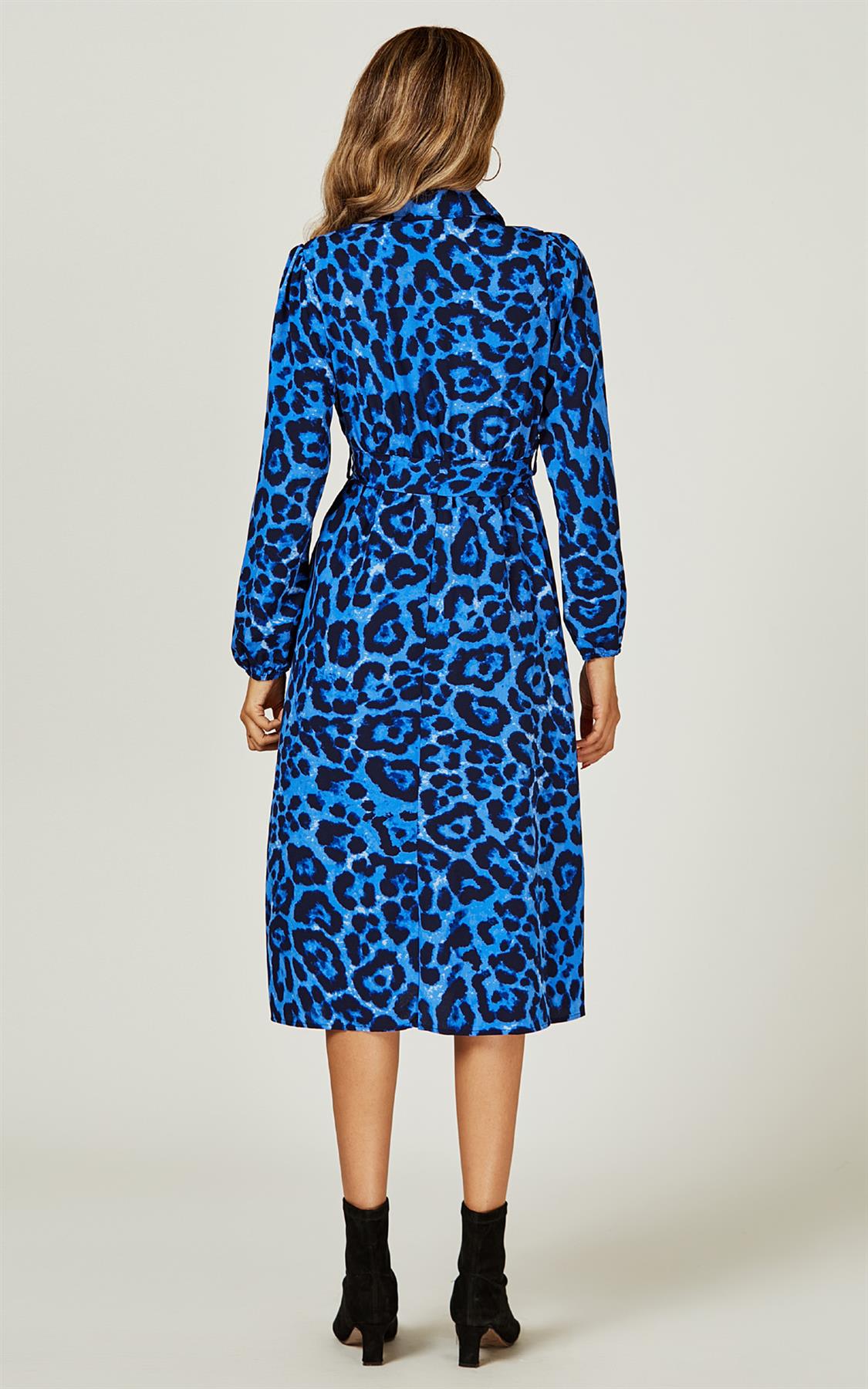 Royal blue 2024 leopard print dress