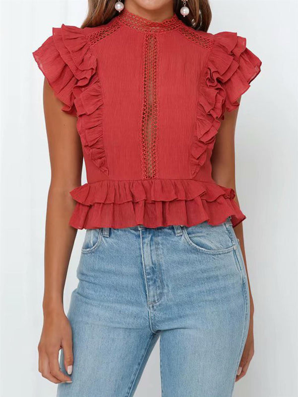 Crochet Sleeveless Blouse In Red